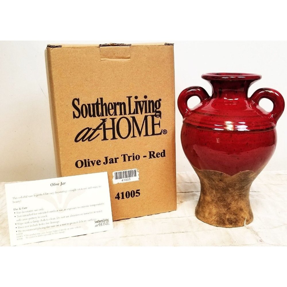 Southern Living Home Olive Jar Trio Red Vase Brown Greek Italian Mediterranean